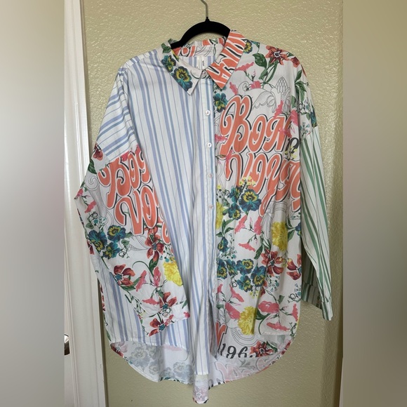 Anthropologie Tops - Oversized Shirt & shorts set by Anthropologie. Size L NWOT